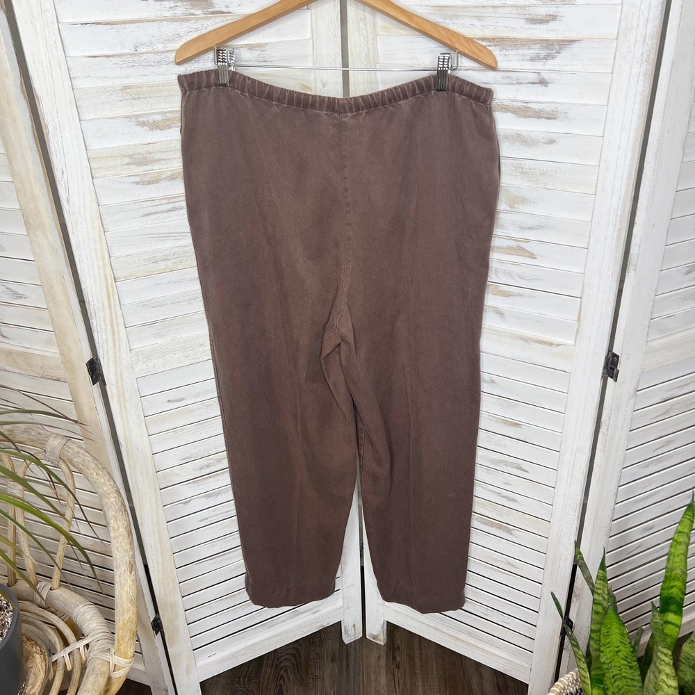 J. JILL VINTAGE Women's Tencel Lyocell Drawstring Wide Leg Lagenlook Pants Brn M - Picture 12 of 12